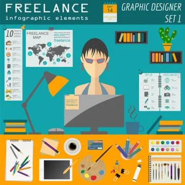 Freelance infographic template. Set elements for creating you own infographic Stock Illustration