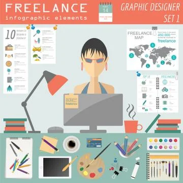Freelance infographic template. Set elements for creating you own infographic Stock Illustration