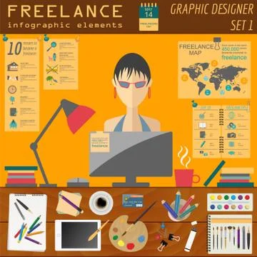 Freelance infographic template. Set elements for creating you own infographic Stock Illustration