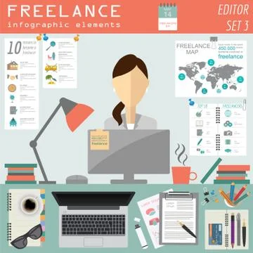 Freelance infographic template. Set elements for creating you own infographic イラスト素材