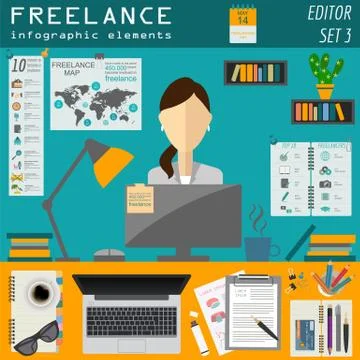 Freelance infographic template. Set elements for creating you own infographic Stock Illustration
