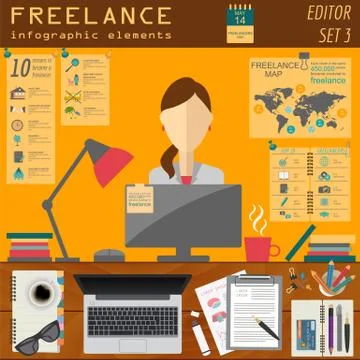 Freelance infographic template. Set elements for creating you own infographic Stock Illustration