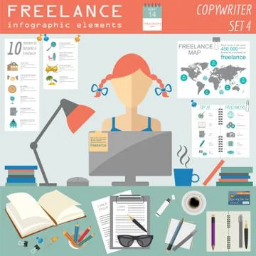 Freelance infographic template. Set elements for creating you own infographic 스톡 일러스트