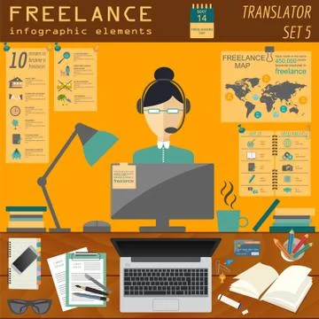 Freelance infographic template. Set elements for creating you own infographic 스톡 일러스트