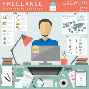 Freelance infographic template. Set elements for creating you own infographic Stock Illustration