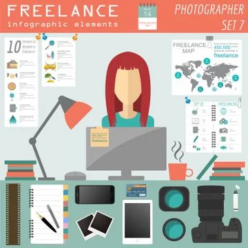 Freelance infographic template. Set elements for creating you own infographic Stock Illustration