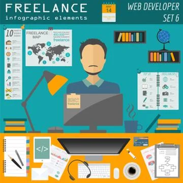 Freelance infographic template. Set elements for creating you own infographic イラスト素材