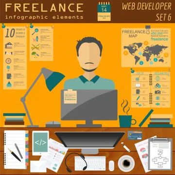 Freelance infographic template. Set elements for creating you own infographic Stock Illustration