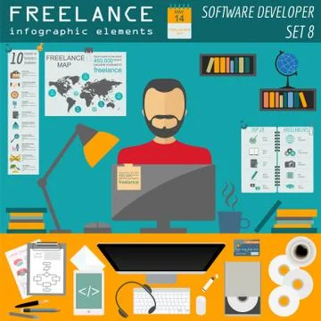 Freelance infographic template. Set elements for creating you own infographic Stock Illustration