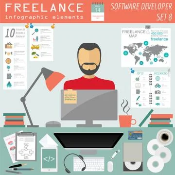 Freelance infographic template. Set elements for creating you own infographic Stock Illustration