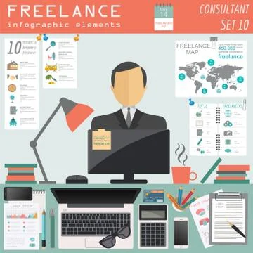 Freelance infographic template. Set elements for creating you own infographic Stockillustratie