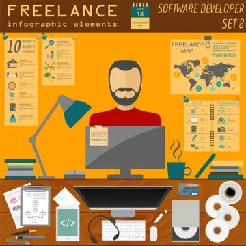 Freelance infographic template. Set elements for creating you own infographic Stock Illustration