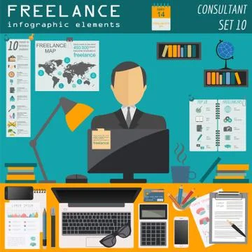 Freelance infographic template. Set elements for creating you own infographic Stock Illustration