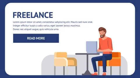 Freelance Landing. Professional Coder Remote Job Stock Illustration