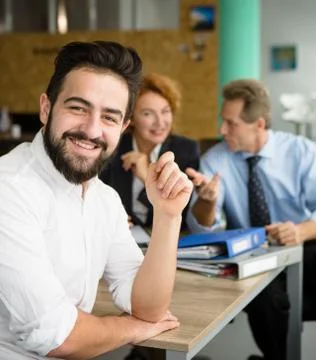 Freelance man after interview Stock Photos
