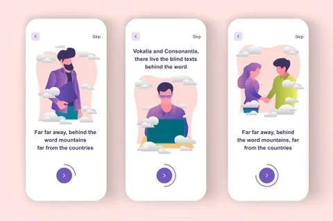 Freelance mobile app templates set. Stock Illustration