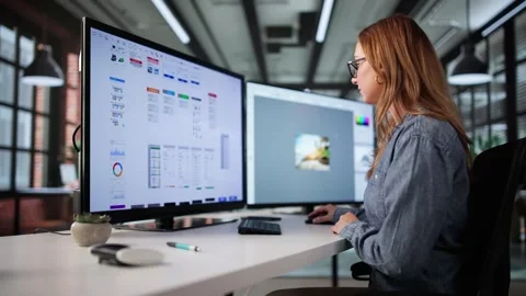 Freelance Mobile App UI Designer Woman Working Stock Footage 312471769