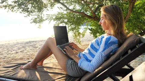 Freelance outdoor work concept Stock Footage 128803336