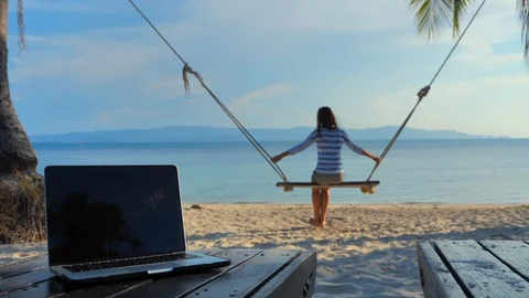 Freelance outdoor work concept Stock Footage 128808583