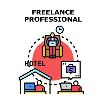 Freelance professional working remotely, earning income from home Stock Illustration