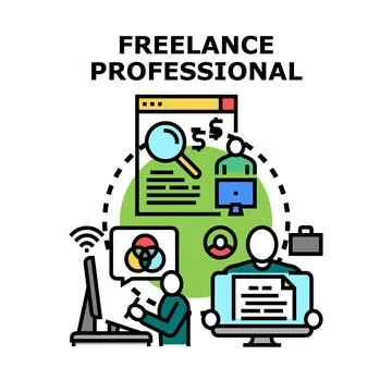 Freelance professional working remotely for online business Stock Illustration