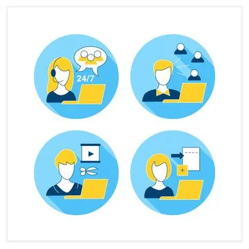 Freelance professions flat icons set Illustrazione stock
