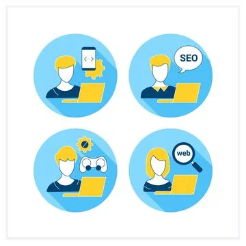 Freelance professions flat icons set Stock Illustration