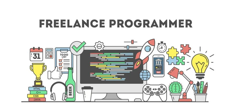 Freelance programmer illustration. Stock-Illustration