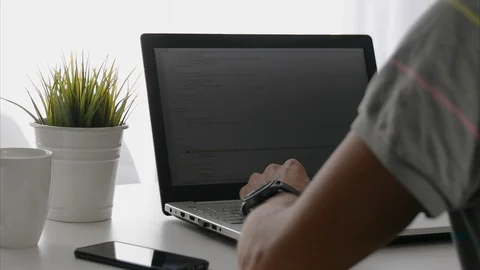 Freelance programmer working on laptop Stock-Footage 92022517