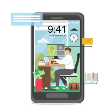 Freelance, remote work concept vector flat illustration Stock Illustration