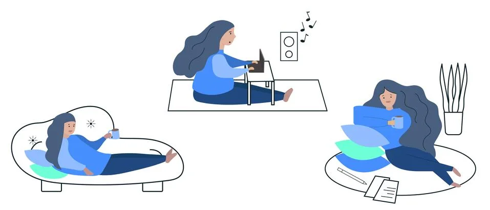 Freelance, remote work, work at home. Stock Illustration