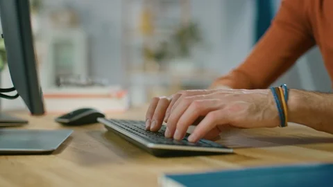 Freelance Software Engineer Developer Uses Personal Computer, Working on a UI Stock Footage 98732406