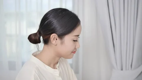 Freelance translators read articles during self-quarantine. work for personal gr Stock Footage 196849140