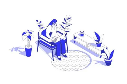 Freelance work 3d isometric concept in isometry graphic design for web. Peo.. Stock-Illustration