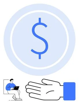 Freelance Work and Payment Digital Professional Receiving Money 스톡 일러스트