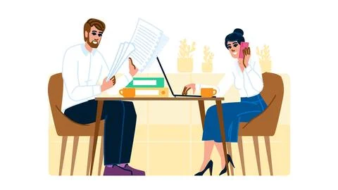 Freelance work in cafe vector Stock Illustration