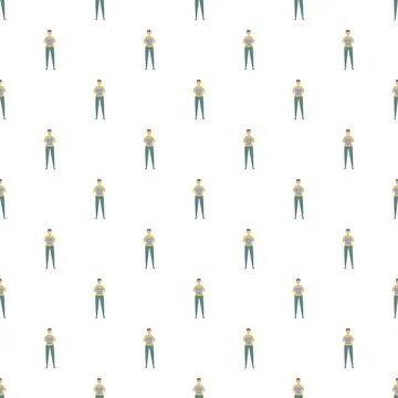 Freelance work pattern with people holding laptops Illustrazione stock