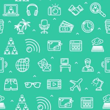Freelance Work Signs Seamless Pattern Background. Vector Illustrazione stock