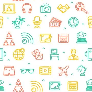 Freelance Work Signs Seamless Pattern Background. Vector Illustrazione stock