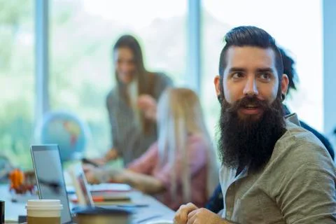 Freelance worker using shared office space 스톡 사진