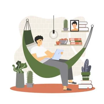 Freelance worker, vector flat style design illustration Illustrazione stock