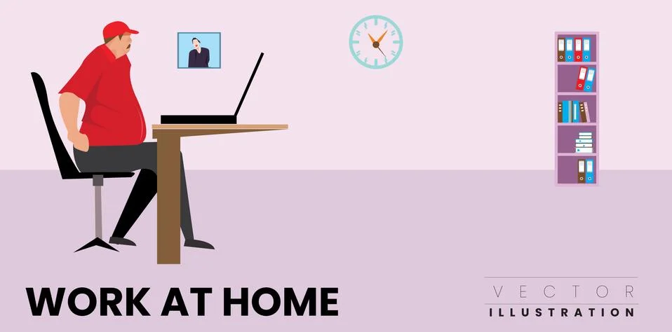 Freelance worker - Work at home cartoon character isolated illustration Stock Illustration