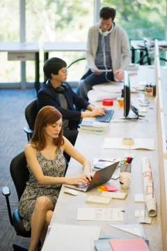 Freelance workers using creative office space 스톡 사진