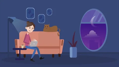 Freelance working on computer, Working online at home. Stock Footage 233841825