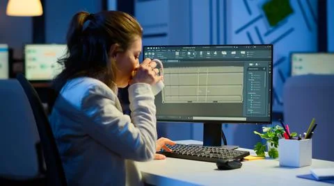 Freelancer architect working in 3D software to elaborate container design Stock Photos