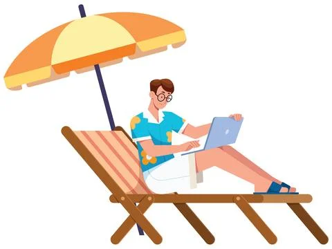 Freelancer on Beach Isolated Stockillustratie