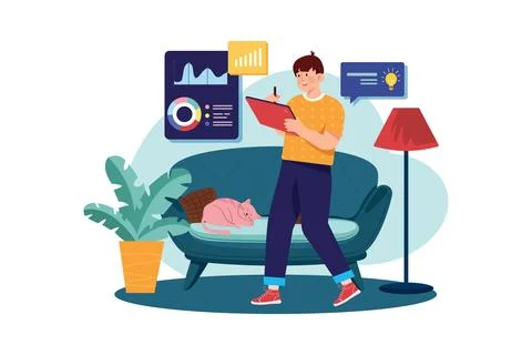 Freelancer with business idea Illustrazione stock