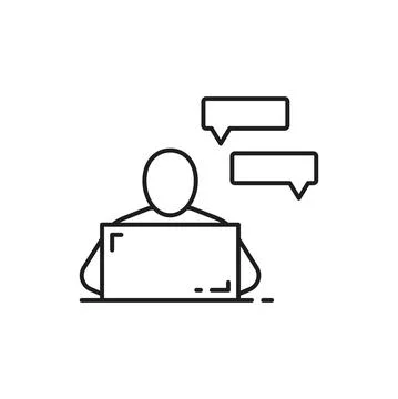 Freelancer chatting on compute, speech bubbles Illustration