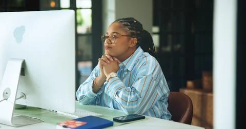Freelancer, computer and planning of black woman in home office for web des.. 写真素材