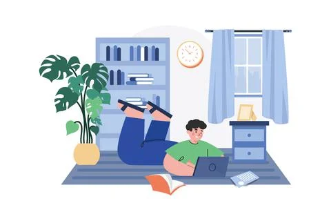 Freelancer Doing Work From Home 스톡 일러스트